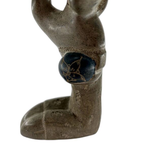 Mother & Child Figurine Carved Soapstone African Tribal Art, Blue Accents - Picture 8 of 8